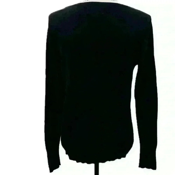 Elle Black Long Sleeve Sweater Sz S Pearl Bow Detail Pullover - Picture 3 of 13